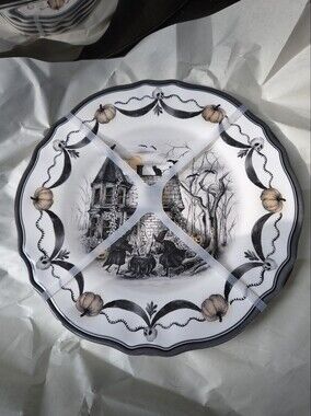 Set of  4 Witches With Cauldron Melamine Halloween Plates